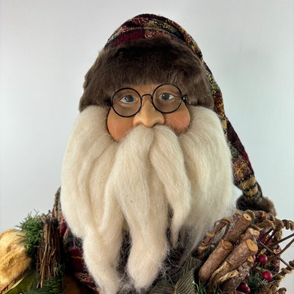 Vintage  Dan Dee Santa Claus 33" Doll In Plaid Coat With Teddy & Festive Accents - Picture 2 of 13